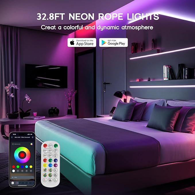 LED Neon Lights, IC+RGB 32.8FT Rope Lights Control - Image 3
