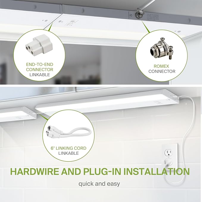 ASD 24 Inch LED Under Cabinet Lighting Plug in or Hardwired, High/Low/Off Switch - Image 7