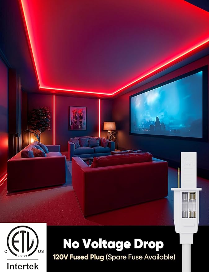 16FT Red LED Neon Rope Lights, AC 110-120V Flexible Neon Strip Outdoor - Image 5