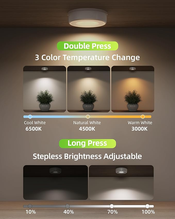EZVALO LED Puck Lights, Touch Light, 2.5'' Mini Tap Light, Rechargeable Sitck - Image 5
