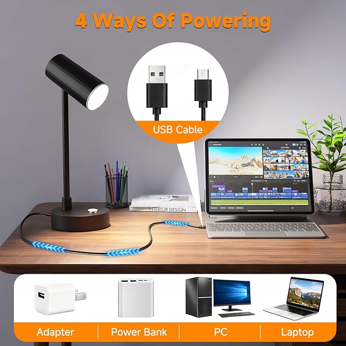 ShineTech Adjustable LED Eye-Caring Desk Lamp, Dimmable Stepless Brightness - Image 8