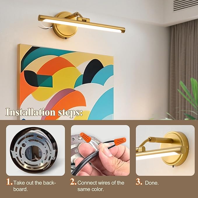 Hardwired Picture Lights For Wall, Led Art Light For Painting, Modern Metal - Image 8