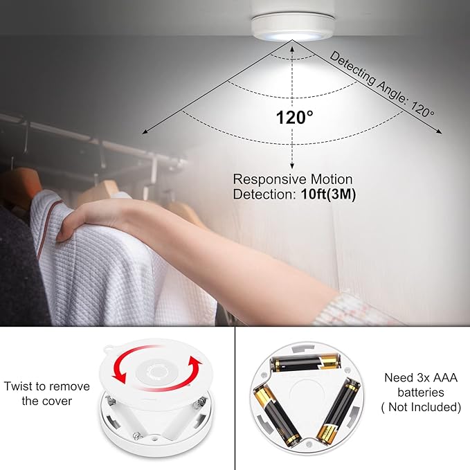 Mlambert 4 Pack Motion Sensor LED Night Light, Cordless Battery-Powered - Image 4