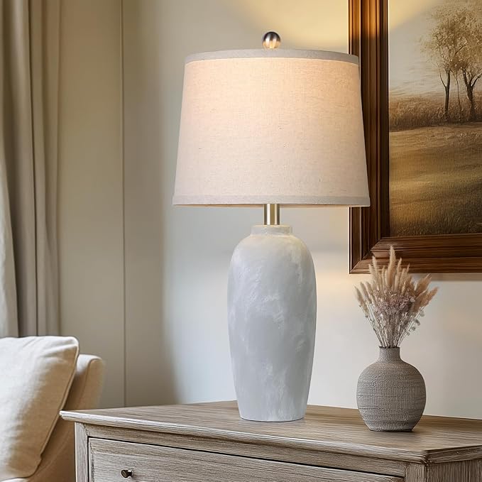 25“ Jar Table Lamps Set of 2, Ceramic Bedside Lamps - Image 2