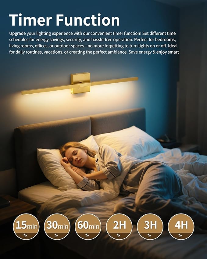 32 Inch Rechargeable Battery Operated Wall Sconce Set of Two, 8000mAh Cordless - Image 5