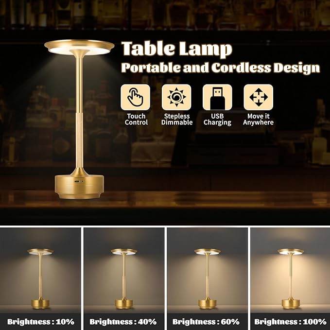 Rechargeable Cordless LED Table Lamps Touch Sensor Light, 3-Levels Portable - Image 6