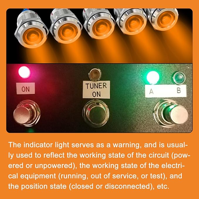 GASHER 5 PCS Energy Saving Indicator Light, LED Light 12V/24V/110V 20mA Panel - Image 6