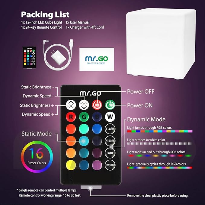 Mr.Go 12-inch Rechargeable Magic LED Light Cube Stool - Image 7