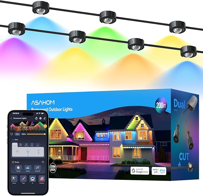 ASAHOM AI Permanent Outdoor Lights S107D, 200FT by ASAHOM