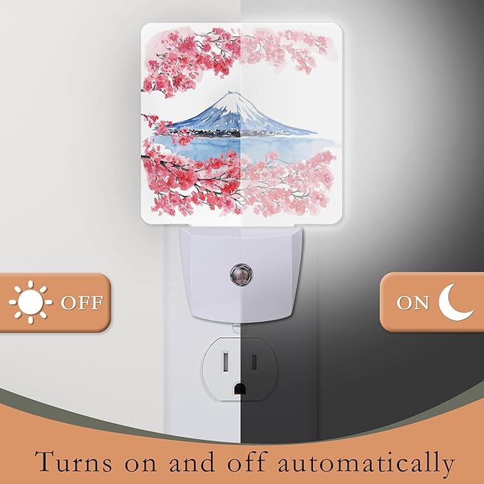 Cherry Blossoms Night Light, Mountain Fuji Plug-in Wall Led Night Lights Decor - Image 3