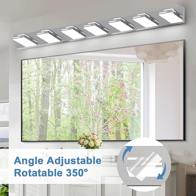 LED Modern Bathroom Vanity Light Fixtures, 7-Light 48-inch Dimmable Chrome - Image 5