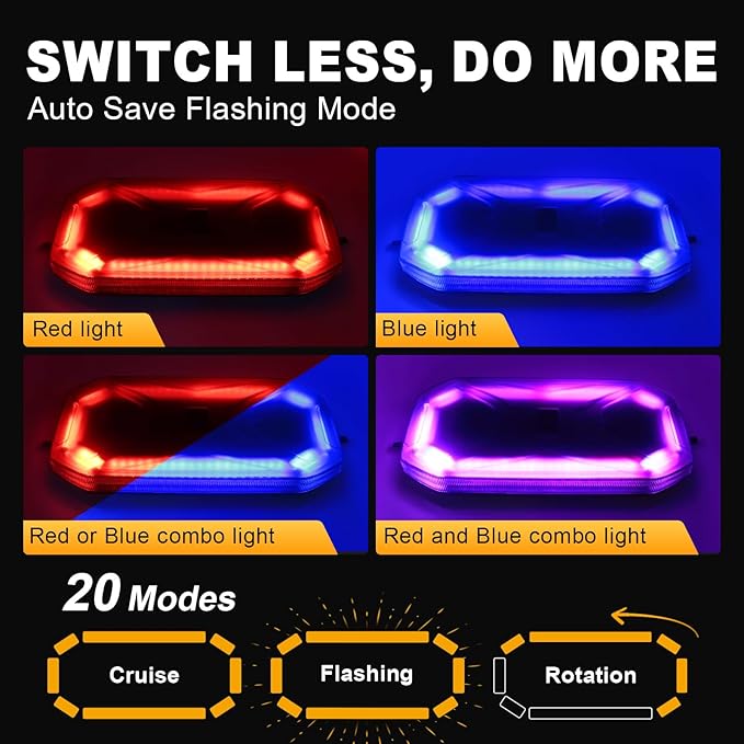 Agrieyes Magnetic Strobe Light for Trucks, 68 LED Amber Emergency Light Bar for - Image 3