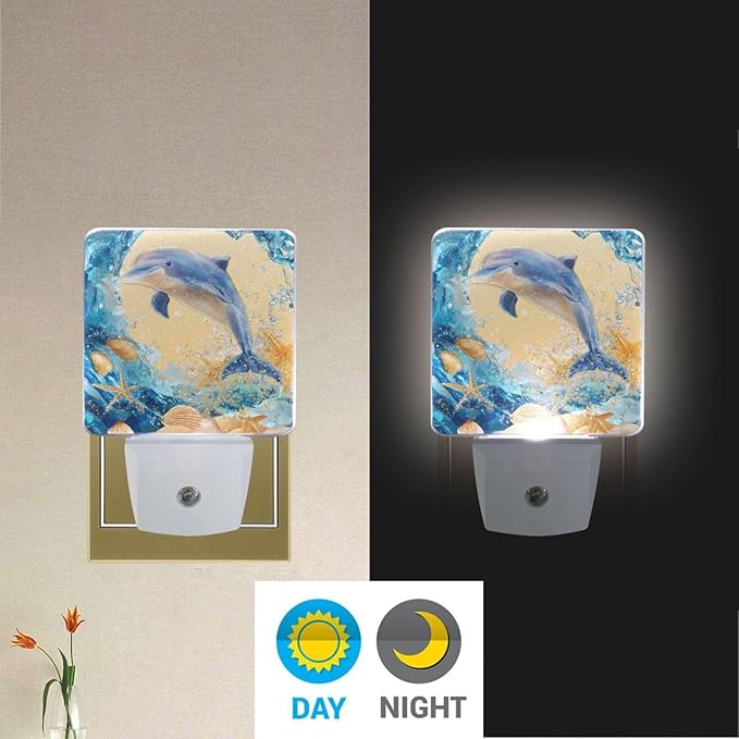 Dolphin Starfishes Night Light LED Plug in Nightlight Light Sensor Dusk to Dawn - Image 5