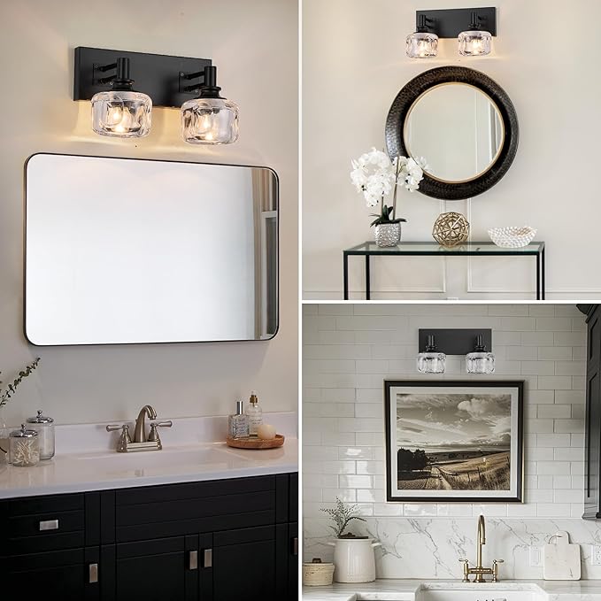 Farmhouse Vanity Light Fixtures 2-Light Bathroom Vanity Light Black Vanity - Image 5