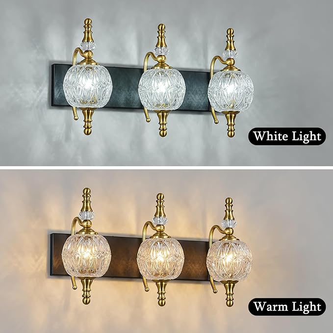 Modern Crystal Bathroom Vanity Lights Fixtures Over Mirror Black Gold Vintage - Image 5