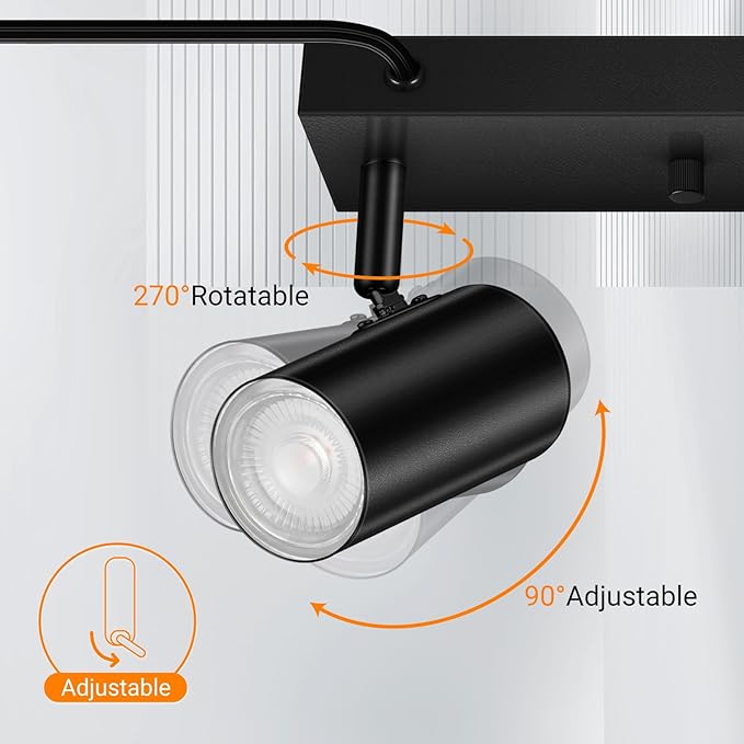 5 Light Track Lighting Kit, Industrial LED Wall Light - Image 4