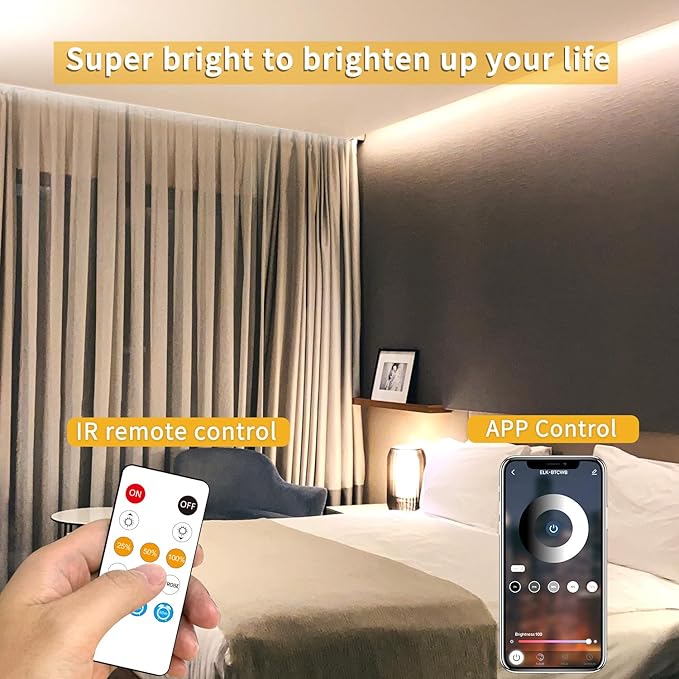 COB LED Strip Lights 3000K 65.6ft DC 24V Dimmable White Flexible LED Tape Light - Image 2
