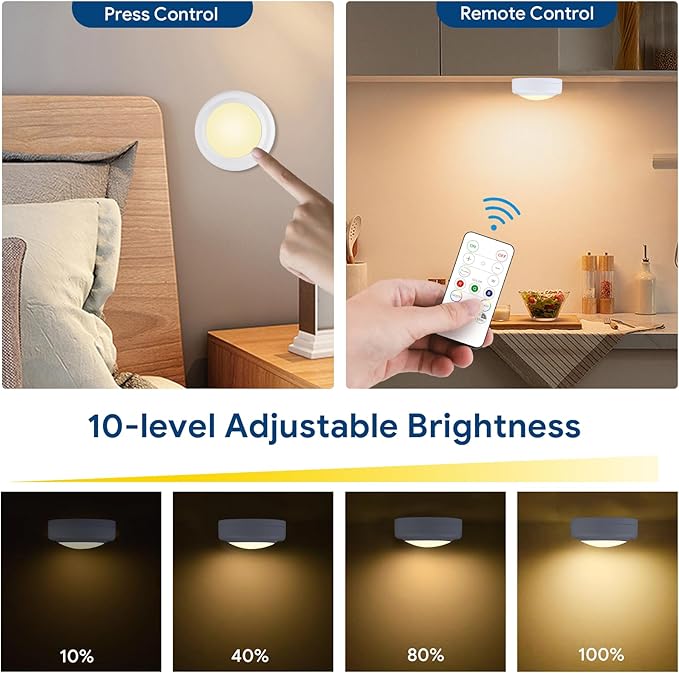 Yiliaw 6 Pack LED Puck Lights Remote Control 16 Color Changeable Under Cabinet - Image 3
