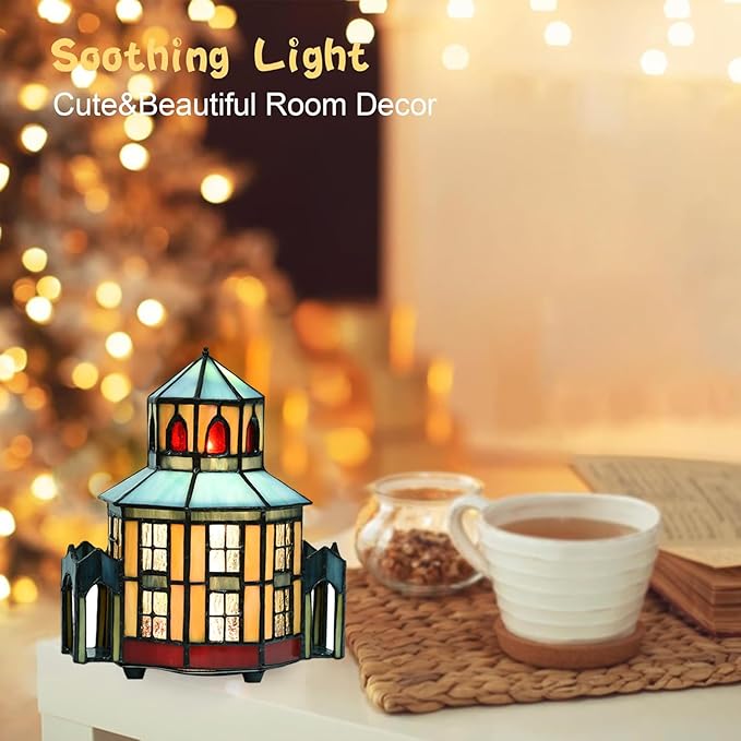 A0005 Tiffany Lighthouse Lamp Stained Glass LED Accent Table Lamp, Christmas - Image 3