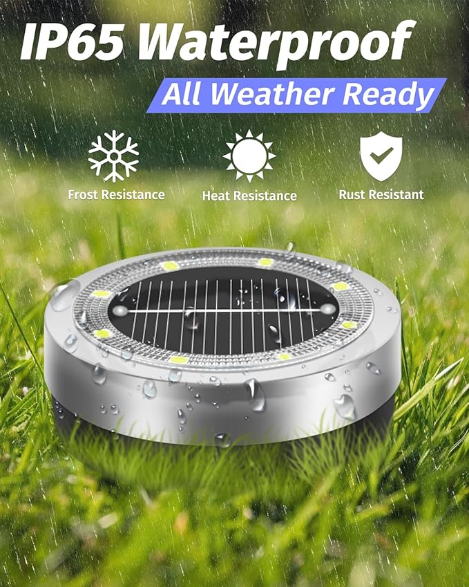 Mini Solar Ground Lights Outdoor 32 Pack Waterproof Upgraded Anti-Rust Solar - Image 3