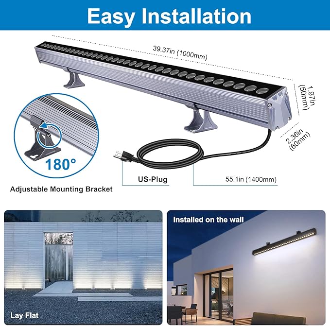 36W Wall Washer Lights, 4000K Neutural White Linear Flood Light, 3.2ft/40 120V - Image 3