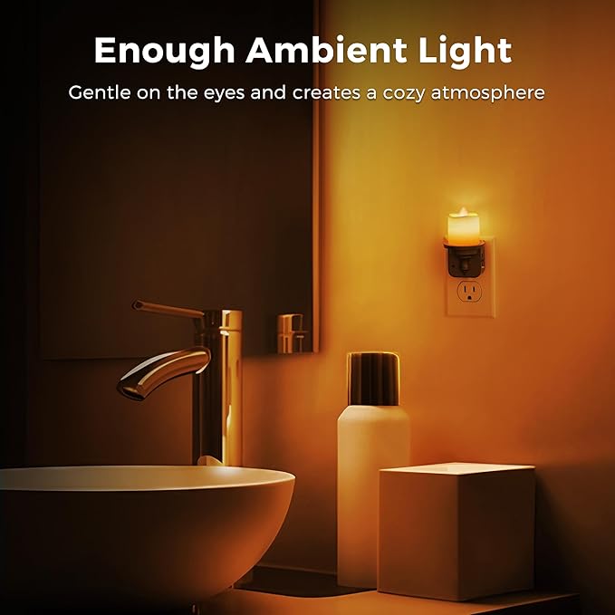 L LOHAS LED Candle Night Light, Amber Night Lights Plug into Wall, Flameless - Image 4