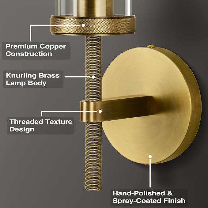 Brass Wall Sconces Set of Two, 19.48" Modern Wall Lighting - Image 2