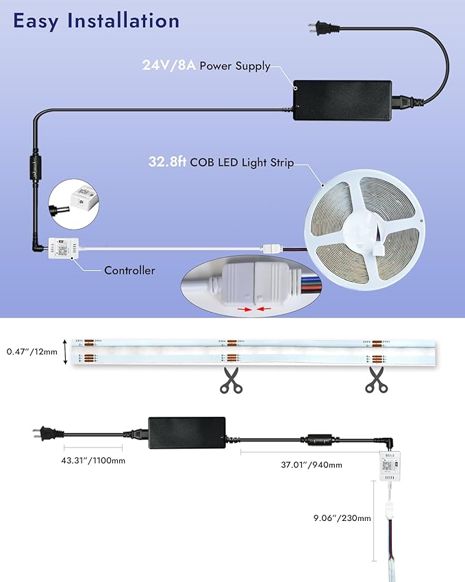 INDARUN RGBW COB Led Light Strip 32.8FT/10M, 12mm Flexible Led Tape Light - Image 7