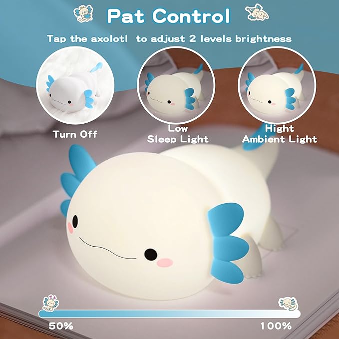 Axolotl Night Light, Cute Axolotl Lamp, Food Grade Silicone Nursery Nightlight - Image 2