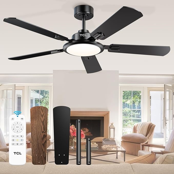 TCL Ceiling Fans with Lights, 52 Inch Ceiling Fan with Light and Remote Control by TCL