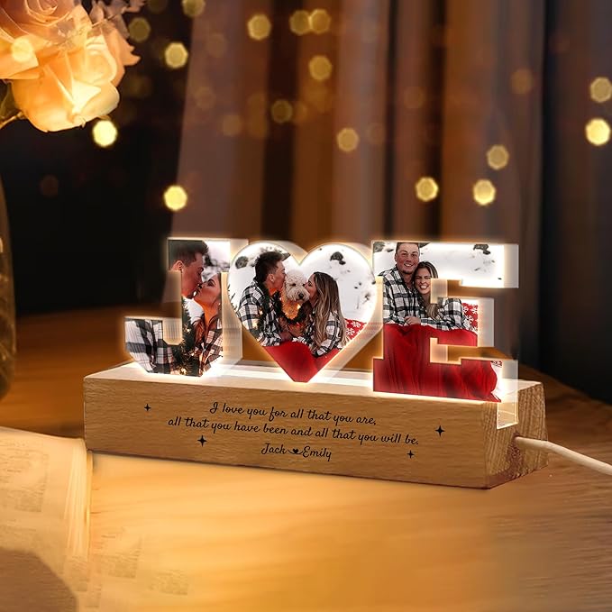 Personalized Initial Photo Collage Night Light – Custom Couple’s First Initial - Image 2