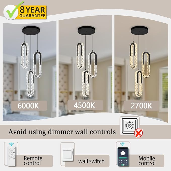3-Light Pendant Lighting, Dining Room Chandelier Light Fixture Modern Hanging - Image 4