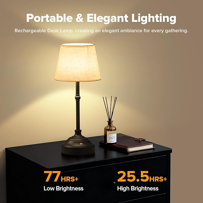 2 Pack Cordless Table Lamp, Rechargeable Desk Lamp - Image 2