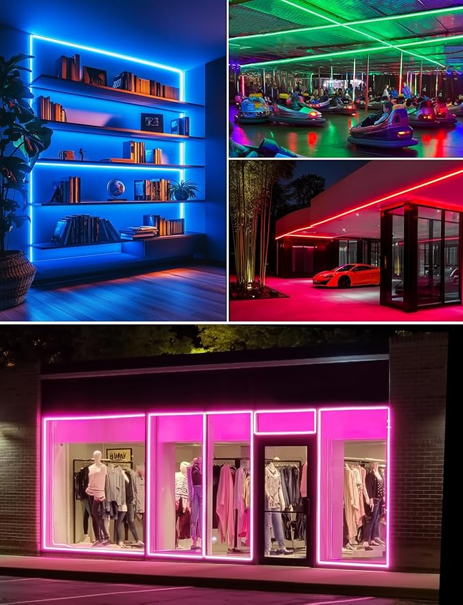 65FT RGB LED Neon Rope Lights Remote Control, AC 110-120V Outdoor Color - Image 5