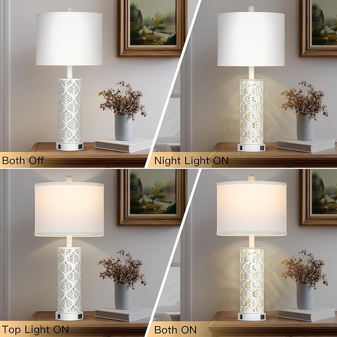 Set of 2 Rustic Table Lamps for Living Room Bedroom, Vintage Farmhouse - Image 7