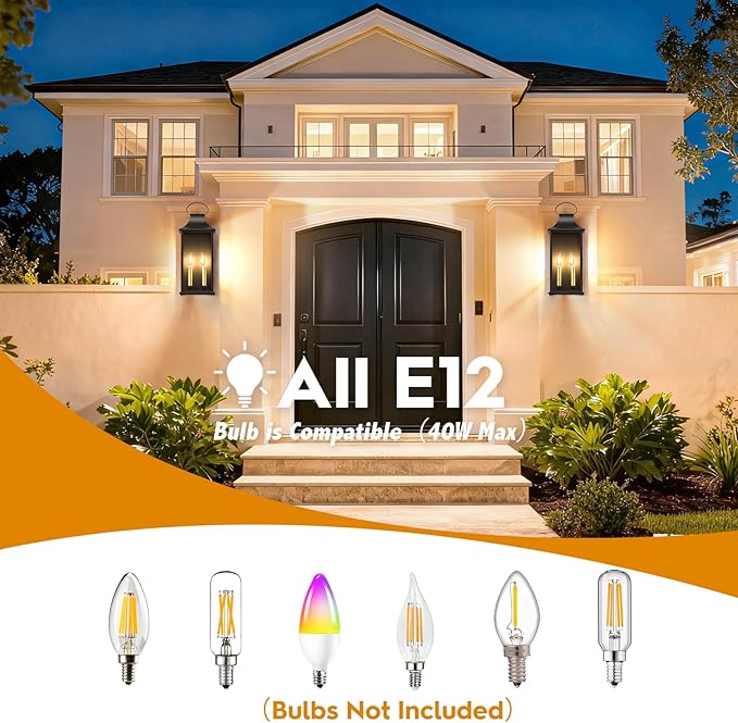 21" Large Outdoor Wall Lights 2 Packs, 2-Light Outdoor Lanterns - Image 6