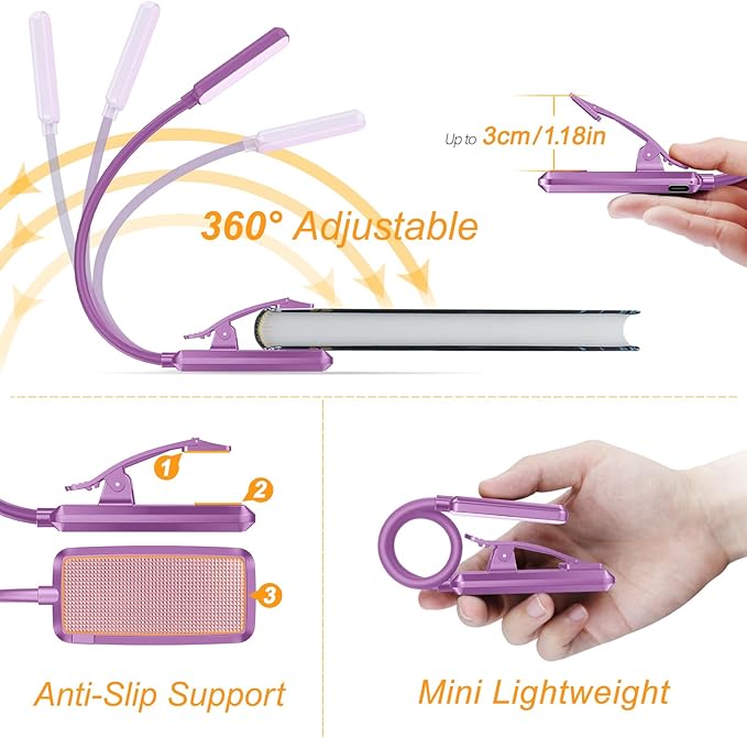 Gritin 9 LED Rechargeable Book Light - Image 5