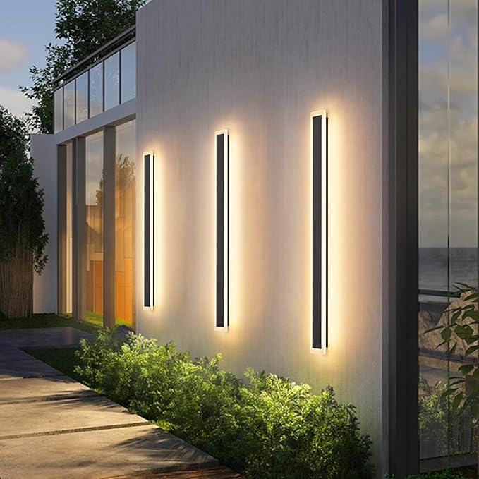 Aipsun 2 Pack Black Outdoor Wall Light 39.4inch Modern LED Exterior Wall Sconce - Image 7