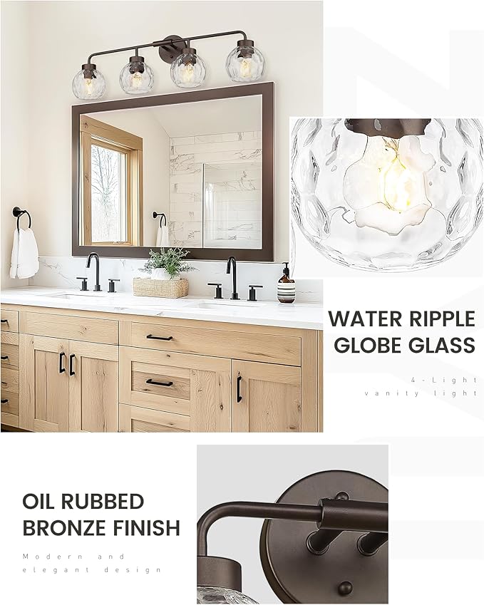 zeyu 4-Light Bathroom Vanity Light, 32 Inch Vintage Vanity Lighting Fixtures - Image 3