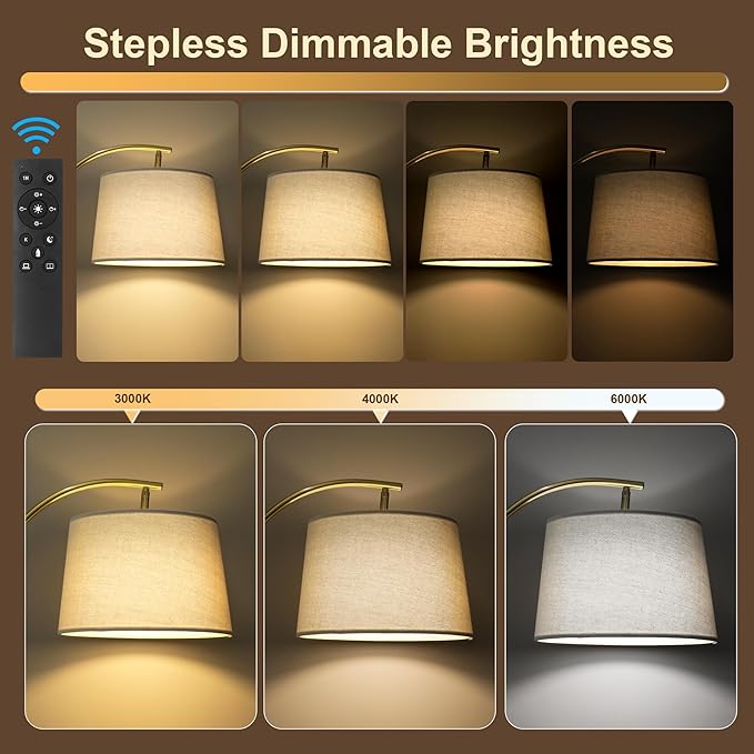 62.5" Gold Floor Lamp for Living Room Dimmable Standing Lamp - Image 3