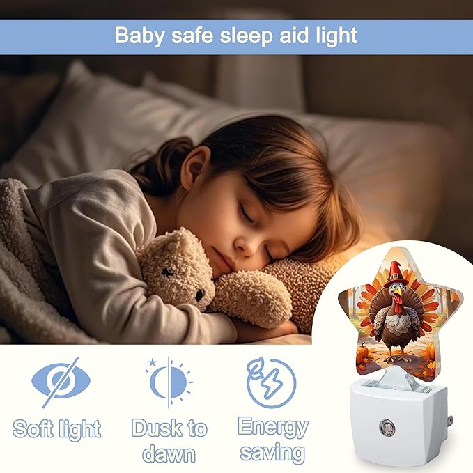 Fall Autumn Turkey Dusk to Dawn Star Night Light, Thanksgiving Day Smart Sensor - Image 6