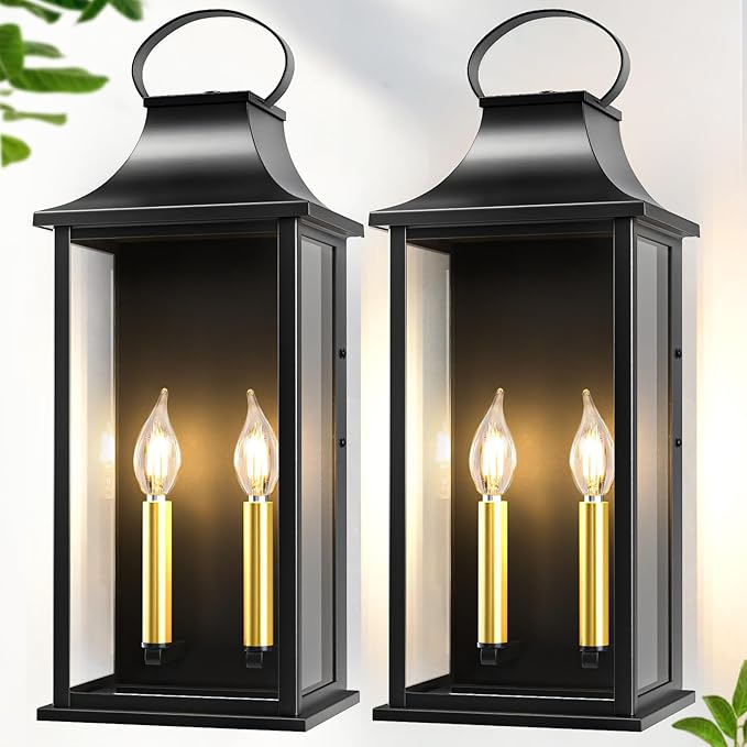 21" Large Outdoor Wall Lights 2 Packs, 2-Light Outdoor Lanterns by Anrikey