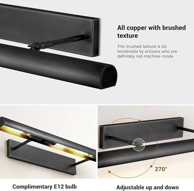Black Picture Lights for Wall, 24inch Brone Picture Light Hardwired, Art Light - Image 3