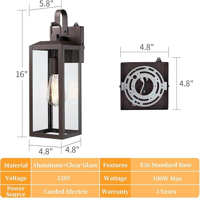 16'' Large Dusk to Dawn Outdoor Lighting 2 Packs, Modern Outdoor Lanterns - Image 6