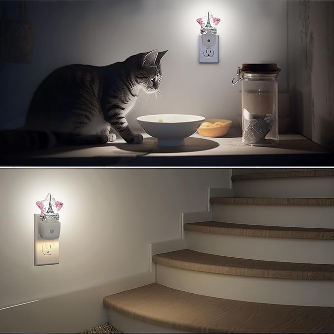 Eiffel Tower Pink Flower Night Light, Dusk to Dawn Smart Sensor Nightlight - Image 7