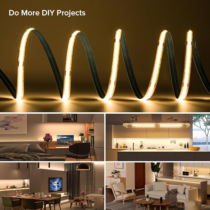 16.4FT COB LED Strip DC12V Warm White Flexible High Density Uniform Bright Light - Image 7