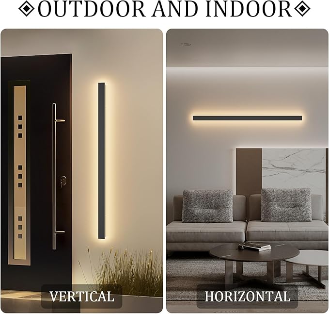 2 Pack 40Inch Long Outdoor LED Wall Lights 3000K Modern Exterior Wall Light - Image 5