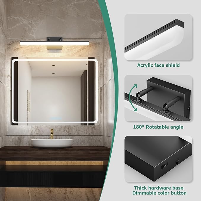 Black Vanity Light 24", 18W LED Bathroom Light Bar - Image 8