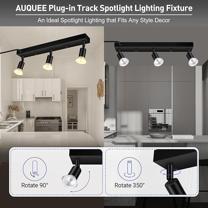Plug in Track Lighting, Rotatable Track Head, Plug in Ceiling Light Kitchen - Image 2