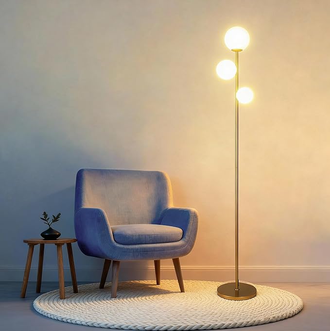 Fiqevs 3 Globe Mid Century Modern Floor Lamp by Fiqevs